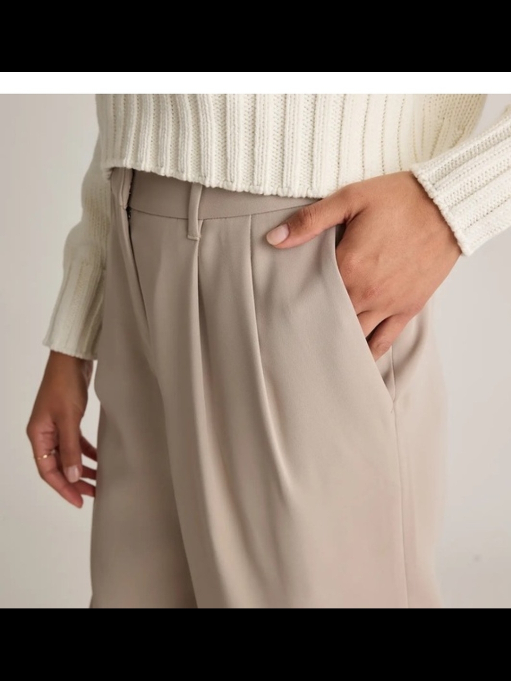 Quince Wide-Leg Pleated Trousers in Beige - Picture 2 of 9